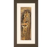 LANARTE Point De Croix Compté Kit Tableau Complet Set MÈRE ET BÉBÉ GIRAFE De Broderie Loisir Créatif Maison Decoration Cadeau DIY ca. 17 x 50 cm Counted Cross Stitch Embroidery