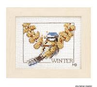 Lanarte Point De Croix Compté Tableau Kit Complet DIY Broderie Motif 4 SAISONS LOT DE 4Patron Adulte Art Creatif Decoration Salon Activité Manuelle Cadeau ca. 10,5 x 8,5 cm Counted Cross Stitch
