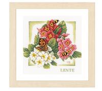 Lanarte Zählmusterpackung Frühling Zählstoff Kit Point de Croix compté, Coton, Blanc, 25 x 25 cm