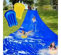 Lanathel Toboggan aquatique de 40 pieds avec 2 planches gonflables et piquets, toboggan aquatique extra long robuste pour pelouse pour enfants et adultes, toboggan aquatique pour le jardin, toboggan