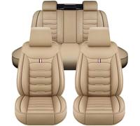 LANAZU Housse de Siège de Voiture en Cuir, pour Peugeot 306 (1997-2003) Couvre Sieges pour Avant et Arrière imperméables Protection Interieur Accessoires, Beige