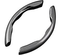 LANAZU Housse de Volant en Fibre de Carbone, pour Toyota Camry Auris Aygo Yaris Corolla Supra Highlander Couverture Volant Protecteur de Voiture Segmentée Facile à Installer,A-Black