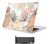 LanBaiLan Compatible avec MacBook Pro 14" version 2021, modèle A2442 avec écran Retina XDR Touch ID, coque de protection et housse de clavier pour MacBook Pro 14" M1 Pro/Max, puce abstraite à fleurs