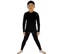LANBAOSI Ensemble de sous-vêtement Thermique pour Garçon et Fille à Séchage Rapide,noir,10