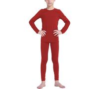LANBAOSI Ensemble de sous-vêtement Thermique pour Garçon et Fille à Séchage Rapide Tee Shirt Manche Longue&Leggings Set, Rouge, Taille 10