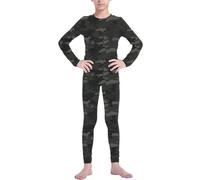 LANBAOSI Ensemble de sous-vêtement Thermique pour Garçon et Fille à Séchage Rapide Tee Shirt Manche Longue&Leggings Set, Vert Camouflage, 11-12 Ans