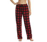 LANBAOSI Lot de 1 à 2 pantalons de pyjama doux à carreaux pour femme - Pantalon de jogging long opaque - Idéal pour dormir, courir et marcher, rouge, M