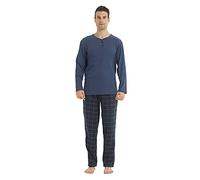 LANBAOSI Pyjama Long Homme Chaud Costume Décontracté Haut à Manches Longues et Pantalon à Carreaux en Micropolaire Ample et Confortable