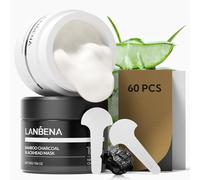 LANBENA Lot de 2 bandes de pores : 2 % d'acide salicylique BHA + masque peel-off au charbon de bambou | Nettoyage en profondeur, traitement purifiant des pores pour éliminer les points noirs et