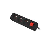 Lanberg Multiprise LANTERGE Curve 3x 230 V 1,5 m noir – disjoncteur, entièrement en cuivre