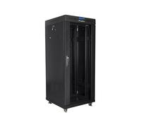 Lanberg 19" 27U 600x600 black LCD glass door installation cabinet (flat pack)