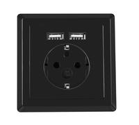 LANBERG AC Wall Socket SCHUKO with 2 Ports USB Charger, Noir