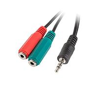 lanberg AD 0023 BK lanber Jack (4 Broches) vers 2 x Jack Femelle (4 Broches) Câble Y Splitter Audio Stéréo Adaptateur Noir