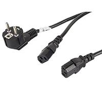 lanberg CA-C13C-13CC-0018-BK Fiche Shuko 7/7 vers Prise Femelle Iec 320 C13 2 câbles d'alimentation Y Noir 1,8 m