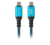 Lanberg CA-CMCM-44CU-0005-BK câble USB USB4 Gen 2x2 0,5 m USB C Noir et Bleu