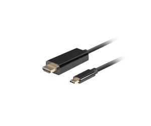 Lanberg CA-CMHD-10CU-0018-BK Câble Adaptateur USB Type-C vers HDMI 2.0 1.8m, Cuivre, 18 Gbit/s, AWG 32, Connecteurs Mâle Plaqué Or, Chipset CS5265AN