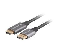 Lanberg CA-DPHD-20CU-0010-BK câble vidéo et adaptateur 1 m DisplayPort HDMI Type A (Standard) Noir et Argent