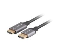 Lanberg CA-DPHD-20CU-0018-BK câble vidéo et adaptateur 1,8 m DisplayPort HDMI Type A (Standard) Noir et Argent