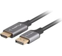 Lanberg Câble adaptateur Displayport (M) -> HDMI (M) 1.8M 4K noir/argent