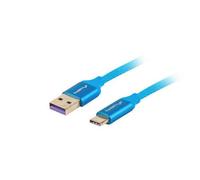 Lanberg Câble USB 2.0 Type C vers Type A mâle 1 m tressé bleu