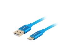Lanberg câble usb 2.0 mâle/usb c mâle charge rapide 3.0 1m bleu