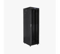 LANBERG ESTANTE INDEPENDIENTE DE 19 PULGADAS ARMARIO 42U 600X800 PUERTA DE VIDRIO LCD PAQUETE PLANO NEGRO