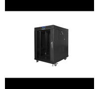 Lanberg FF01-6815-12BL Rack Autonome 15U 600x800mm Noir, Porte en Verre Trempé, Charge 800kg, Ventilation Active 4 Ventilateurs, IP20, Rails de Rack