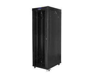 Lanberg FF01-8042-12BL free standing rack 19inch cabinet 42U 800x1000 glass door LCD flat pack black