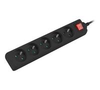 Lanberg Lot De 5 Protections Contre Les Surtensions, Consommation Maximale 2500 W Ip20 Câble 1,5 M - Ps1-05e-0150-Bk