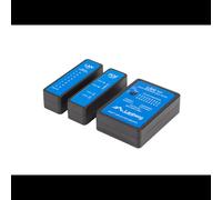 Lanberg NT-0404 Testeur PoE Réseau BNC, RJ-11, RJ-45, Tension 9V avec Indicateurs LED et Adaptateur Secteur - Noir/Bleu