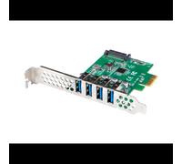 Lanberg PCE-US3-004 : Carte PCIe vers USB 3.2 Gen 1 (3.1 Gen 1) 4 Ports Type A, Alimentation SATA 15 broches, Bande Passante 5 Gbit/s, Windows Server