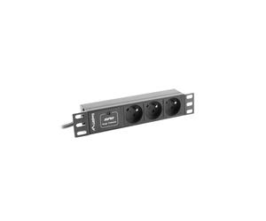 Lanberg PDU-03E-0200-BK Unité de Distribution Énergie 1U, 3 Prises Type E, 220-250V, 16A, Câble 2m, Voyant Activité, Montage Horizontal, Noir