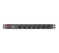 Lanberg Barre d'alimentation en rack PDU-07F-0200-IEC 1U 7 prises électriques Noir