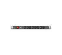 Lanberg PDU 1U - 8 Prises C13, 220-250V, 16A, 4000W, Câble 2m - Référence PDU-08I-0200-C20-BK - Boîtier Aluminium