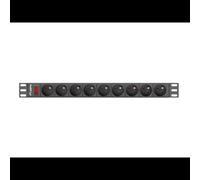 Lanberg PDU 1U 9 Prises Type E 3m, 220-250V, 16A - Unité de Distribution d'Énergie Rackable 19" 4000W - PDU-09E-0300-BK