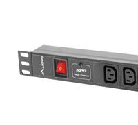 Lanberg PDU 1U - 8 Prises C13, 220-250V, 16A, 4000W, Câble 2m - Référence PDU-08I-0200-C20-BK - Boîtier Aluminium