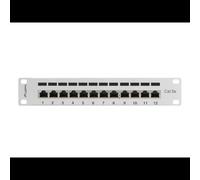 Lanberg PPF5-9012-S Baie de Branchements 1U, 12 Ports RJ-45 Cat5/Cat5e, Montage Rack 19", Métal Gris, 215x44.5x130mm, Certification T568A/B