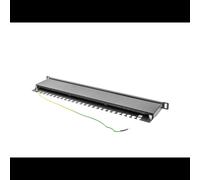 Lanberg PPS5-0024-B Baie de Branchement 24 Ports Cat5/Cat5e 0.5U Montage Rack 19" Métal Noir, Dimensions 445x22.2x99.5mm, Gestion de Câbles