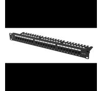 Lanberg PPUA-1124-B Panneau de Brassage 24 Ports Cat6a 1U Acier Noir, Perte d'Insertion 0.2dB, AWG 26/20, 482.6x44.5x98mm, Température -10°C à 60°C
