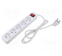 Lanberg Multiprise LANTERGE Curve 1,5 m 5×230V avec disjoncteur Cuivre massif Blanc