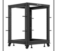 Lanberg Rack Autonome 15U 600x657x844mm Noir (OR01-6115-B) Charge Max 600kg, Rails Rack 19", Roues, Assemblage requis, Profondeur Montage 57.6-103.4cm