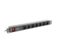 LANBERG REGLETA 1U 10A Rack 19 7X Socket Negro 2M