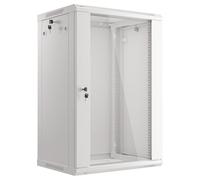 Lanberg Armoire d'installation suspendue WF01-6418-10S 19 pouces 18U 600×450 mm Porte vitrée Gris