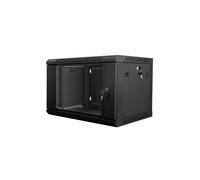 Lanberg WF01-6406-10B Rack Mural 6U 19" Acier/Verre Trempé Noir Charge Max 60kg 600x450x374mm IP20 avec Rails de Rack et Gestion des Câbles