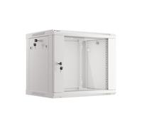Lanberg WF01-6409-10S Rack Mural 9U Gris 600x450mm Acier Porte Verre Trempé avec Serrure, 2 Ventilateurs, Charge Max 60kg, Compatible 19"