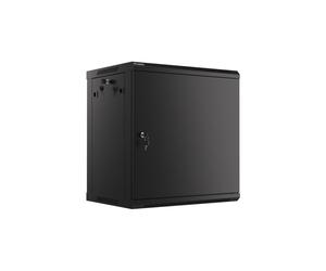 Lanberg WF01-6412-00B : Rack mural 12U, charge max 60kg, acier noir, porte métal verrouillable, 2 ventilateurs 230V, 600x450x645.7mm, profondeur max montage 38cm