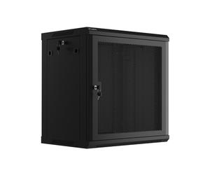Lanberg WF01-6412-23B Rack Mural 12U 60kg Acier Noir 600x450mm Porte Perforée IP20 Incl. Ventilateurs, Kit Montage et Mise à la Terre, Conforme ANSI/EIA