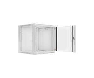 Lanberg WF01-6612-10S Rack Mural 12U 600x600mm Gris - Charge Max. 60kg, Porte Verre/Acier, Panneaux Métal, IP20, Rails 1.5mm, Kit Montage