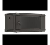 Lanberg WF03-5304-10B Rack Mural 4U Noir, Porte Verre, Charge 60kg, Profondeur 350mm, Rails 19", Angle Ouverture 220°, Verrouillage à Clé