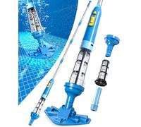 LanBlu Aspirateur Piscine sans Fil avec Perche Rétractable, 60L/Min Aspirateur Spa Manuel Durée de Fonctionnement Jusqu'à 90 Minutes, 5200mAh Portable Rechargeable Balai Aspirateurs Piscine Hors Sol